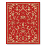 Red Gold Ornate Floral Vine Area Rug