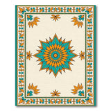 Teal Orange Star Medallion Persian Rug