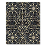 Ornate Gold Fleur-de-Lis Grey Tile Area Rug
