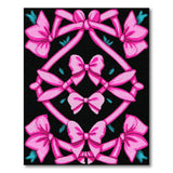 Playful Pink Bows Pixel Pattern Area Rug
