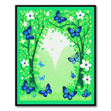 Vibrant Blue Butterfly Garden Archway Rug