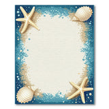 Coastal Starfish Seashell Border Area Rug
