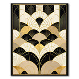 Washable Art Deco Geometric Black and Gold Low Pile Area Rug