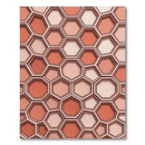 3D Honeycomb Hexagon Area Rug in Coral Orange