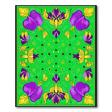 Vibrant Purple Iris Floral Green Area Rug