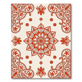 Red Red Mandala Floral Area Rug