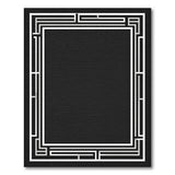 Intricate Geometric Border Black White Area Rug