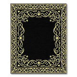 Gold Filigree Border Black Area Rug
