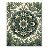 Green Paisley Floral Mandala Area Rug
