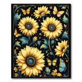 Golden Sunflowers Butterflies Area Rug