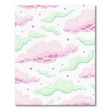 Whimsical Pink Green Cartoon Cloud Area Rug
