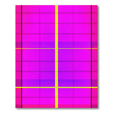 Vibrant Pink Grid with Yellow Stripe Area Rug