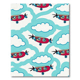 Cartoon Red Airplane Clouds Area Rug