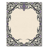 Ornate Purple Floral Border Area Rug