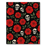 ODIKA Gothic Skull and Red Rose Washable Low Pile Non-Slip Area Rug