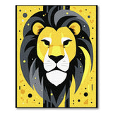 Bold Yellow Lion Head Geometric Area Rug