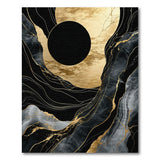 Luxe Black Gold Veined Marble Abstract Area Rug