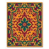 Multi-color and Patterns Vibrant Orange Teal Persian Medallion Rug