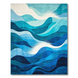 Teal Wave Coastal Beach Area Rug