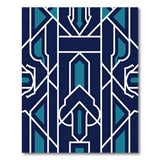 Blue Teal Geometric Arch Area Rug