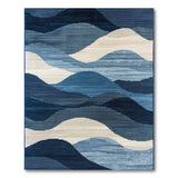 Blue and Teal Navy Blue Abstract Wave Area Rug