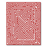 Red Geometric Maze Area Rug