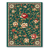 Emerald Green Peony Persian Area Rug