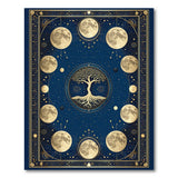 Celestial Tree of Life Moon Phases Navy Rug