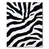 Zebra Stripe Shag Area Rug Black White