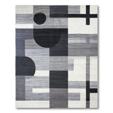 Bold Geometric Abstract Black White Area Rug