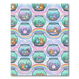 Washable Kids Cartoon Cat Fishbowl Area Rug