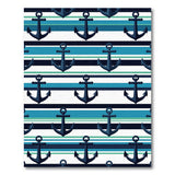 Nautical Navy Anchor Striped Area Rug