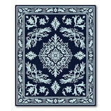 Navy Blue Ornate Floral Persian Area Rug