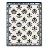 Elegant Black Damask Floral Area Rug on Beige