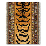 Tiger Stripe Runner Rug with Ornate Tribal Borders
