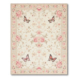 Pink Rose Butterfly Cream Area Rug