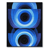 Modern Blue Concentric Circles Area Rug