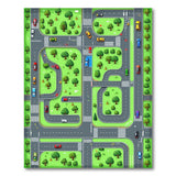 City Streets Play Rug with Cars and Trees