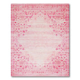 Pink Hearts Geometric Distressed Vintage Rug