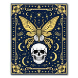 Golden Moth Skull Mystic Navy Area Rug