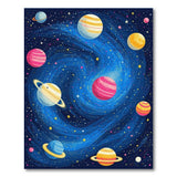 ODIKA Washable Space Galaxy Kids Area Rug, Non-Slip Low Pile Solar System Nursery Decor