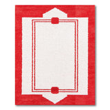 Red White Border Geometric Area Rug