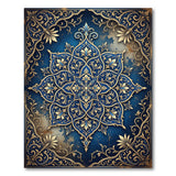 Royal Blue Gold Ornate Mandala Area Rug