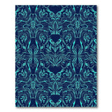 Navy Teal Floral Line Art Area Rug
