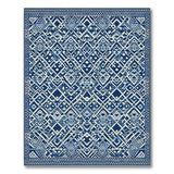 Blue and Teal Navy Blue Geometric Tribal Area Rug
