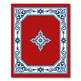 Ornate Red Persian Area Rug with Navy Blue Border