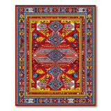 Vibrant Red Heritage Tribal Area Rug
