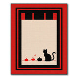 Red Framed Black Cat Pumpkin Silhouette Rug