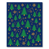 Festive Navy Christmas Trees Gold Stars Rug