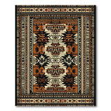 Terracotta Black Southwestern Geometric Area Rug